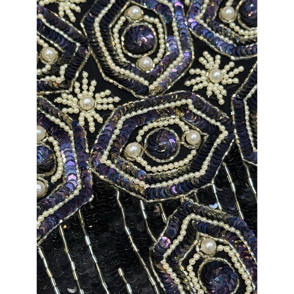 Vtg Oleg Cassini Sparkly Beaded Sequin Jacket Embellished Pearls Open Front Sz L - Picture 9 of 16